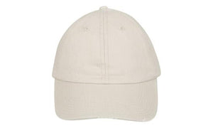 6 Panel Chino Cap with Distressed Peak - Custom Embroidered - Stone With Black
