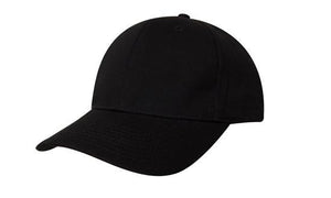 6 Panel Chino Twill Cap - Custom Embroidered - Black