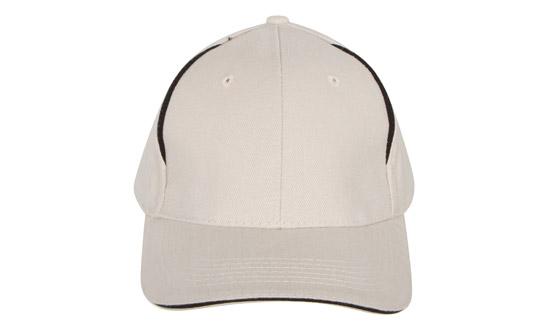 6 Panel BHC Cap with Crown Inserts-Sandwich - Custom Embroidered - Stone With Black
