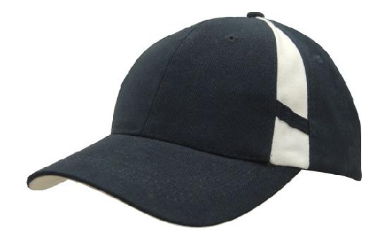 6 Panel Hbc Cap with Crown Inserts - Custom Embroidered - Navy With White