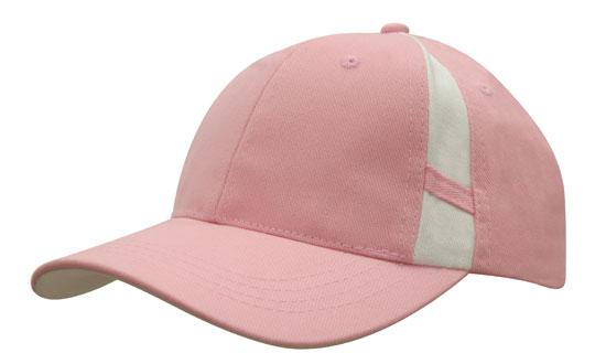 6 Panel Hbc Cap with Crown Inserts - Custom Embroidered - Pink With White
