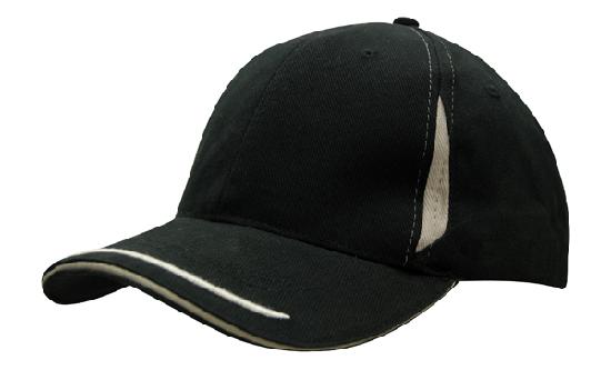 6 Panel BHC Cap Crown Insert & Sandwich - Custom Embroidered - Black With Gray