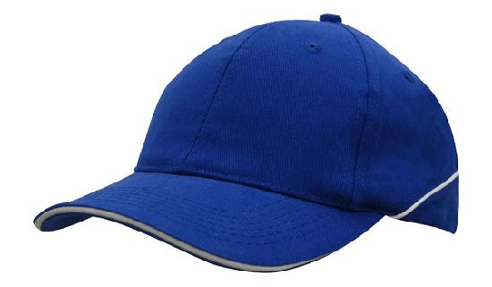6 Panel BHC Cap Sandwich & Crown Piping - Custom Embroidered - Royal With White