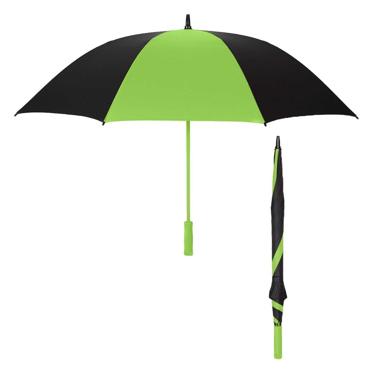 60" Arc Splash of Color Golf Umbrella - Black With Lime