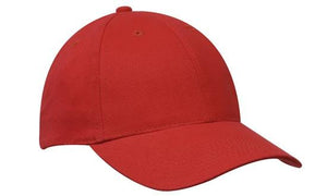 6 Panel Premium Brushed Cotton Cap - Custom Embroidered - Red