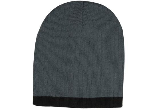 Two Tone Cable Beanie - Custom Embroidered - Charcoal With Black
