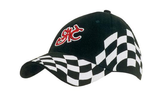 6 Panel HBC Chequered Flag Cap - Black With White