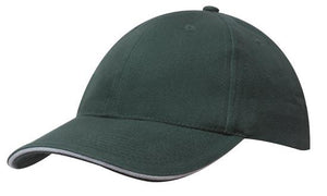 6 Panel US HBC Sandwich Cap & Buckle - Custom Embroidered - Bottle Green With White