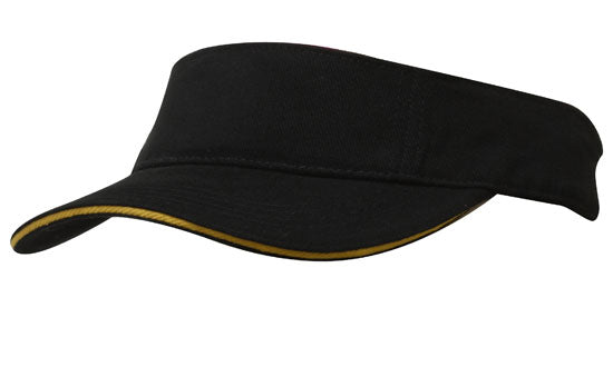BHC Visor with Sandwich - Custom Embroidered - Black With Gold