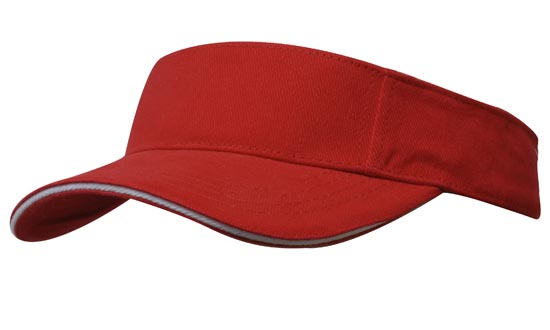 BHC Visor with Sandwich - Custom Embroidered - Red With White