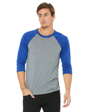 Unisex Three-Quarter Sleeve Baseball T-Shirt - Gry/T Ry Trblnd