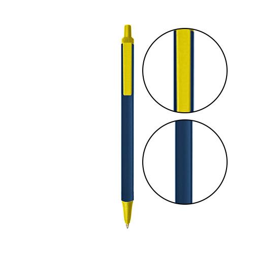 Metallic Dark Blue BIC® Clic Stic® Pen - Metallic Dark Blue With Yellow