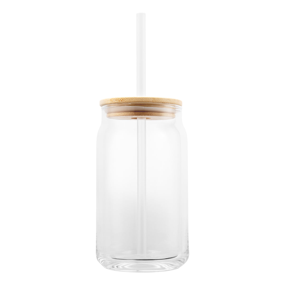 17 Oz. Soda Lime Glass Can With Bamboo Lid - Clear