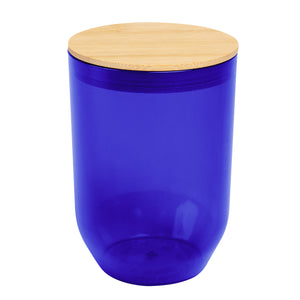 12 Oz. rPET Wine Tumbler With Bamboo Lid - Translucent Blue