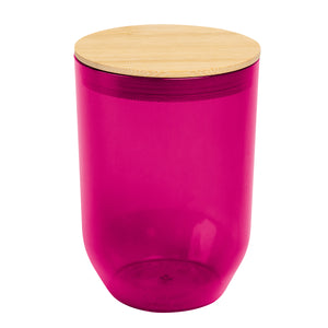 12 Oz. rPET Wine Tumbler With Bamboo Lid - Translucent Pink
