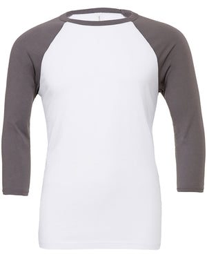 Unisex Three-Quarter Sleeve Baseball T-Shirt - White/Asphalt