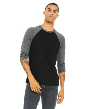 Unisex Three-Quarter Sleeve Baseball T-Shirt - Black/Deep Hthr