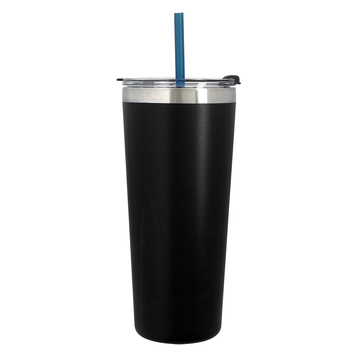24 Oz. Colma Basics Tumbler - Black/Blue Straw