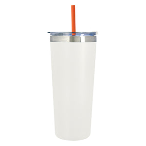 24 Oz. Colma Basics Tumbler - White/Orange Straw