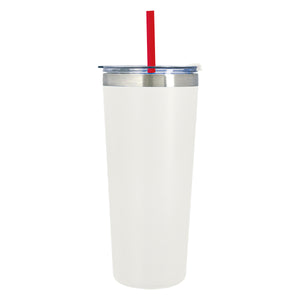 24 Oz. Colma Basics Tumbler - White/Red Straw