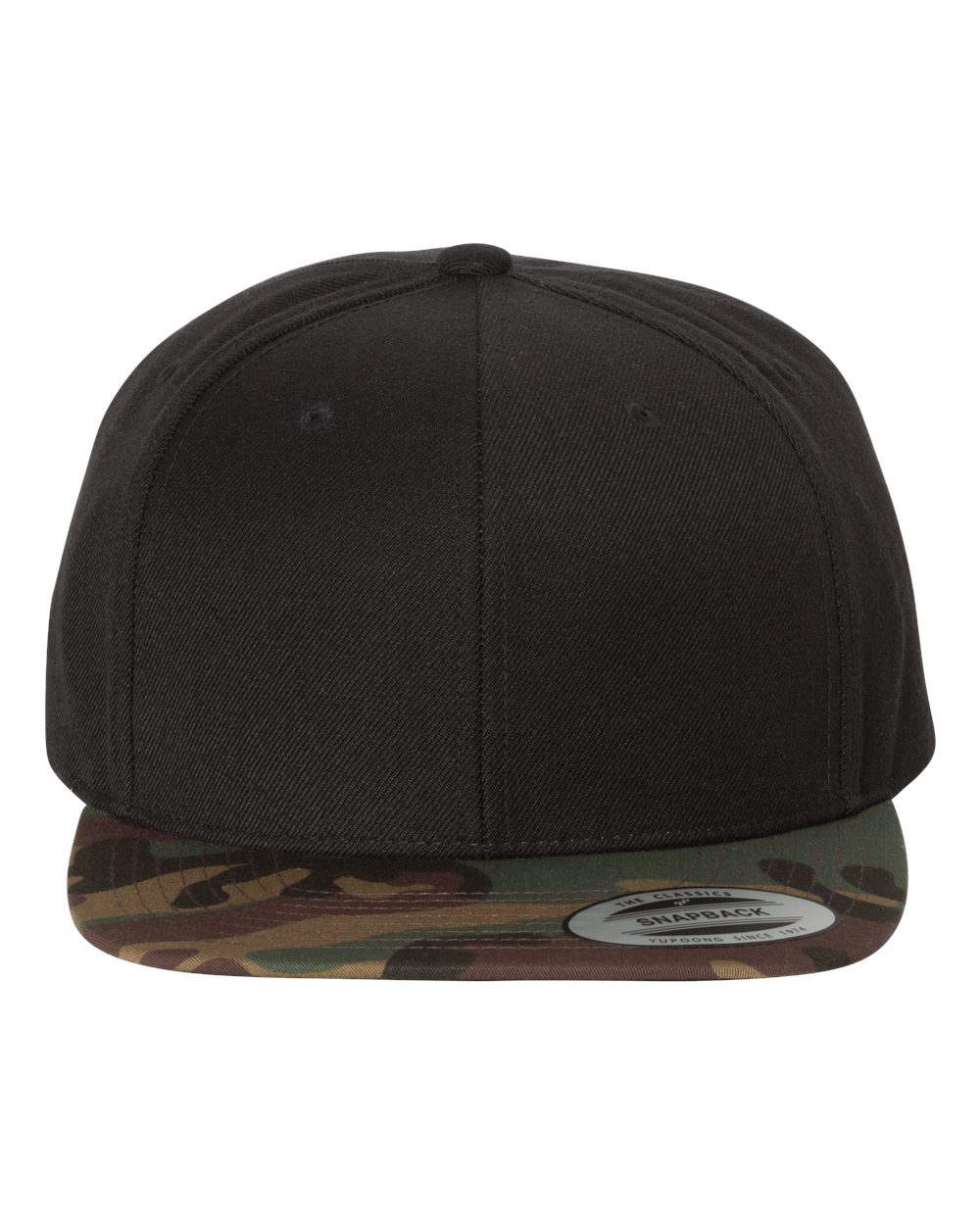 YP Classics Adult Structured Flat Visor Classic Snapback Cap - Black/ Camo