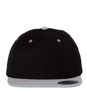 YP Classics Adult Structured Flat Visor Classic Snapback Cap - Black/ Silver