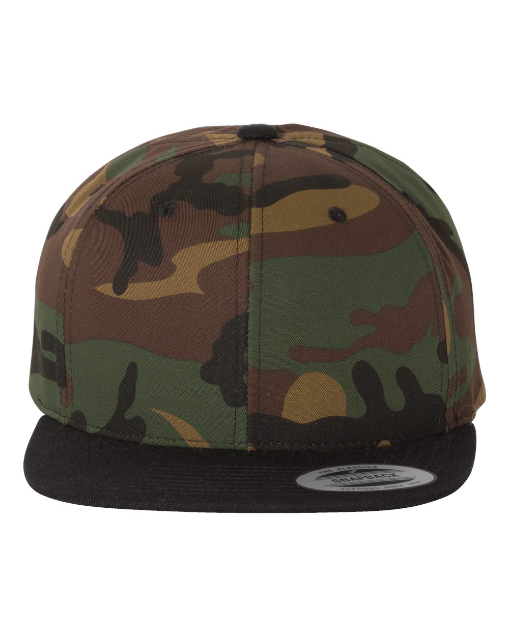 YP Classics Adult Structured Flat Visor Classic Snapback Cap - Camo/ Black