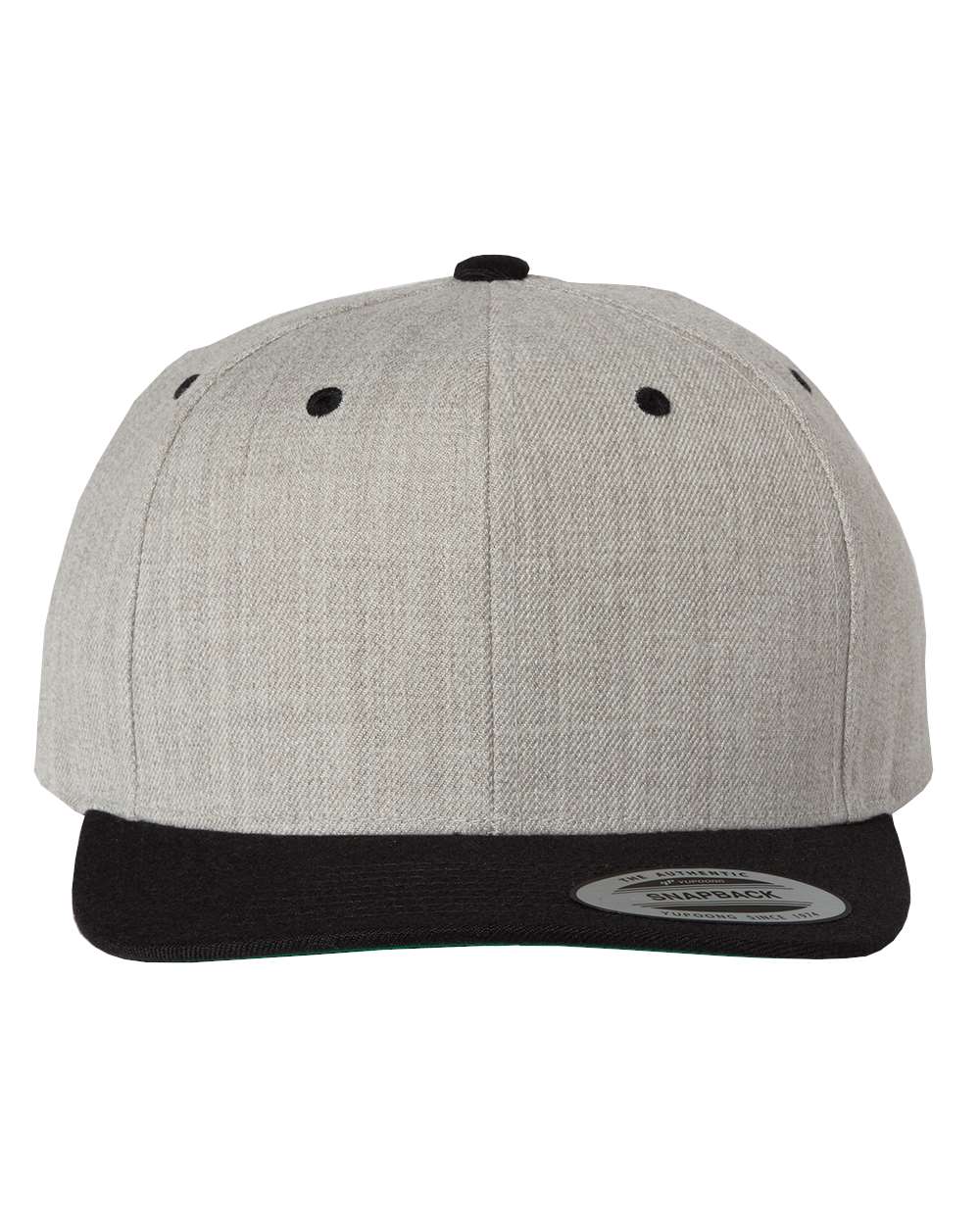 YP Classics Adult Structured Flat Visor Classic Snapback Cap - Heather/ Black
