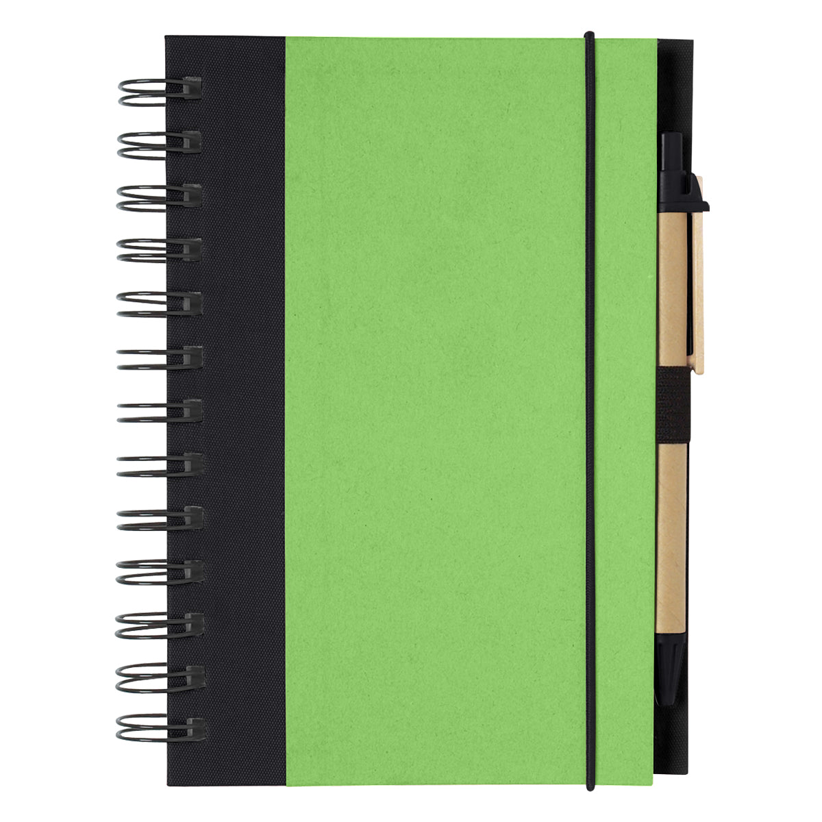 ECO-INSPIRED SPIRAL NOTEBOOK & PEN - Lime With Black