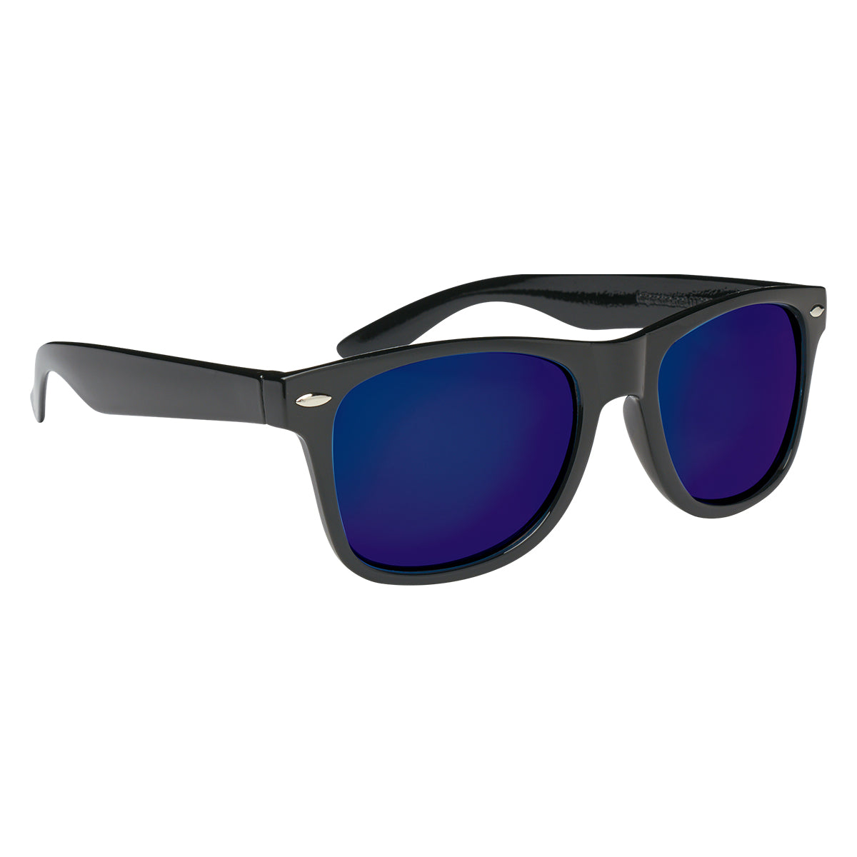Mirrored Malibu Sunglasses - Black With Blue