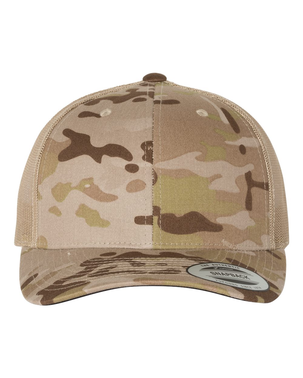 YP Classics Adult Retro Trucker Cap - Multicam Arid/ Tan