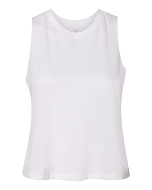 BELLA + CANVAS Ladies' Racerback Cropped Tank - Solid White Blend