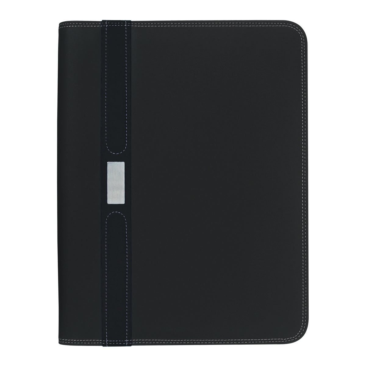 Contemporary Zippered Portfolio - Black With Black