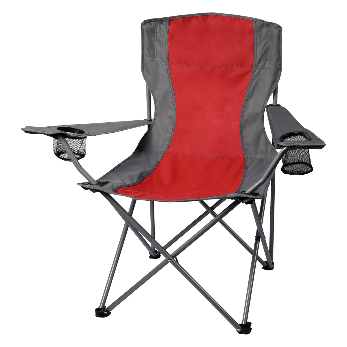 Two-Tone Folding Chair With Carrying Bag - Gray With Red