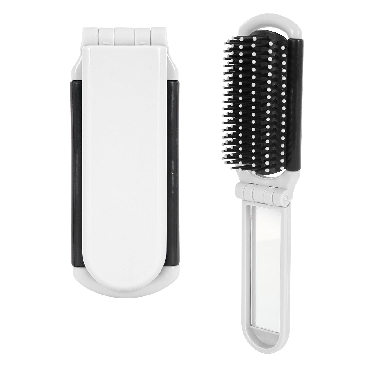 Kwik-Fix Folding Brush With Mirror - White