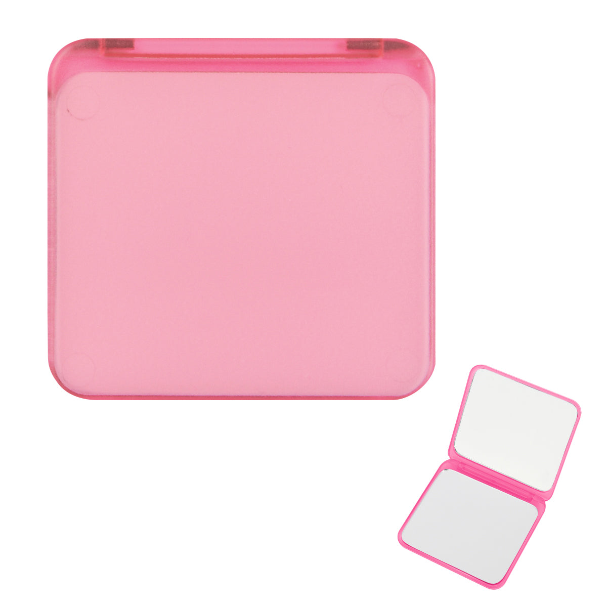 Compact Mirror With Dual Magnification - Translucent Pink
