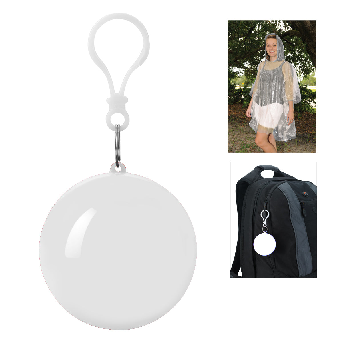 Poncho Ball Key Chain - White
