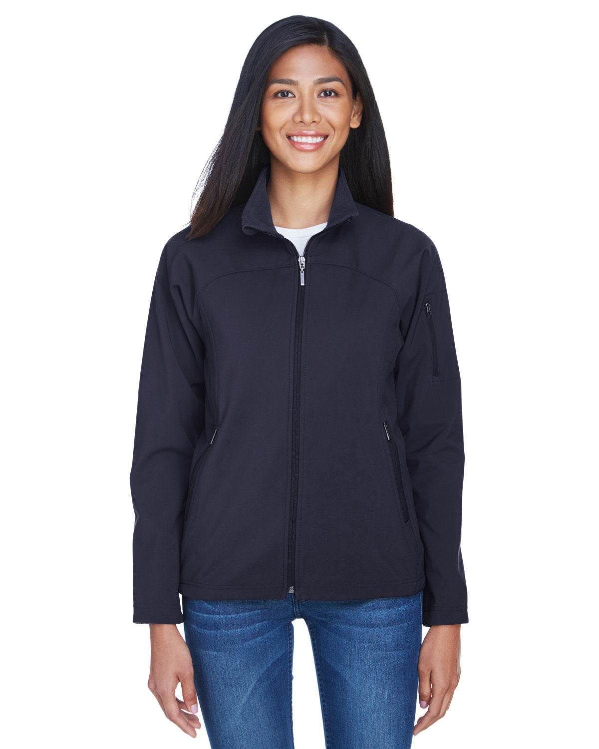 North End Ladies' Three-Layer Fleece Bonded Performance Soft Shell Jacket - Front