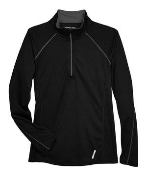 North End Ladies' Radar Quarter-Zip Performance Long-Sleeve Top - Black