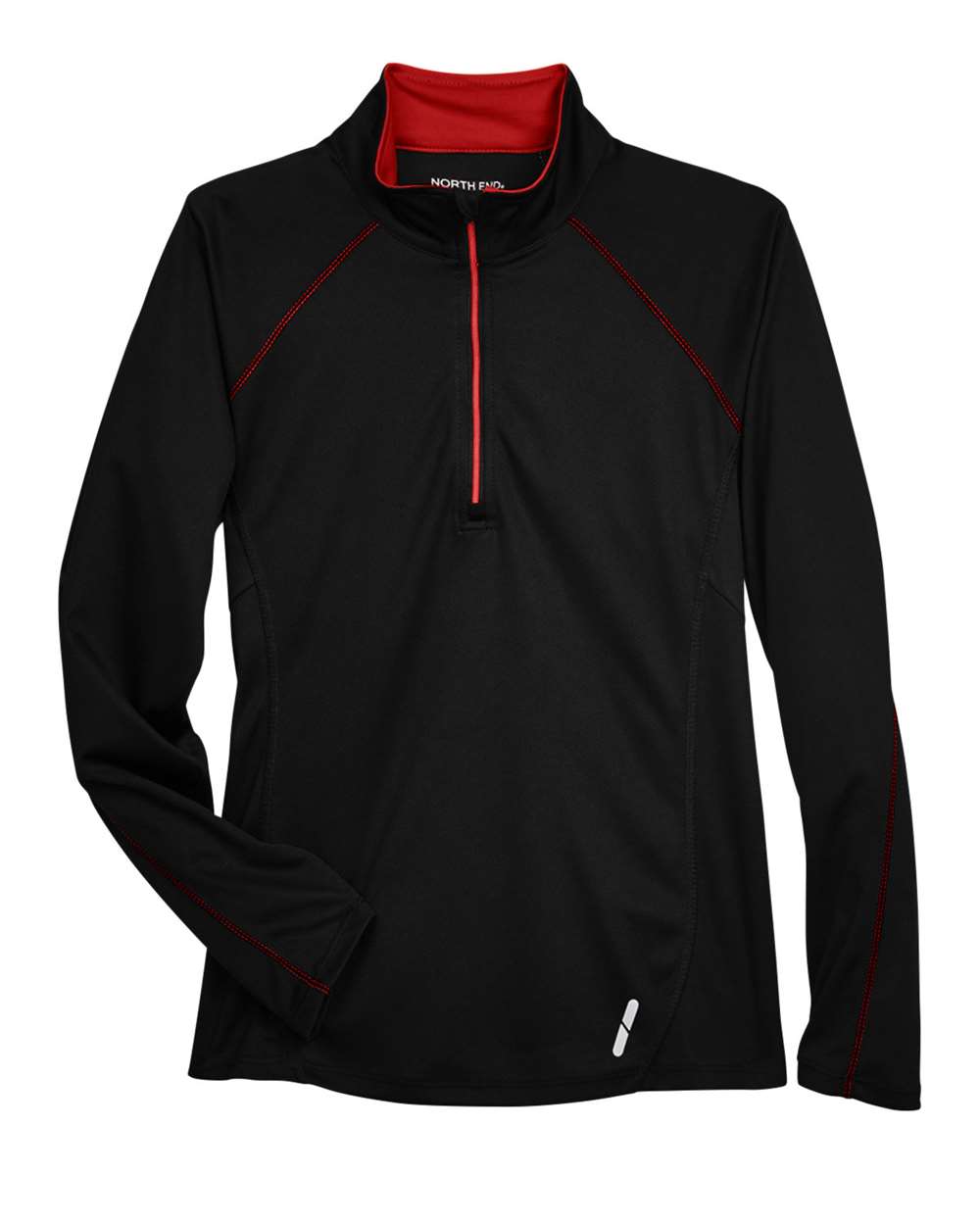 North End Ladies' Radar Quarter-Zip Performance Long-Sleeve Top - Black/ Classic Red