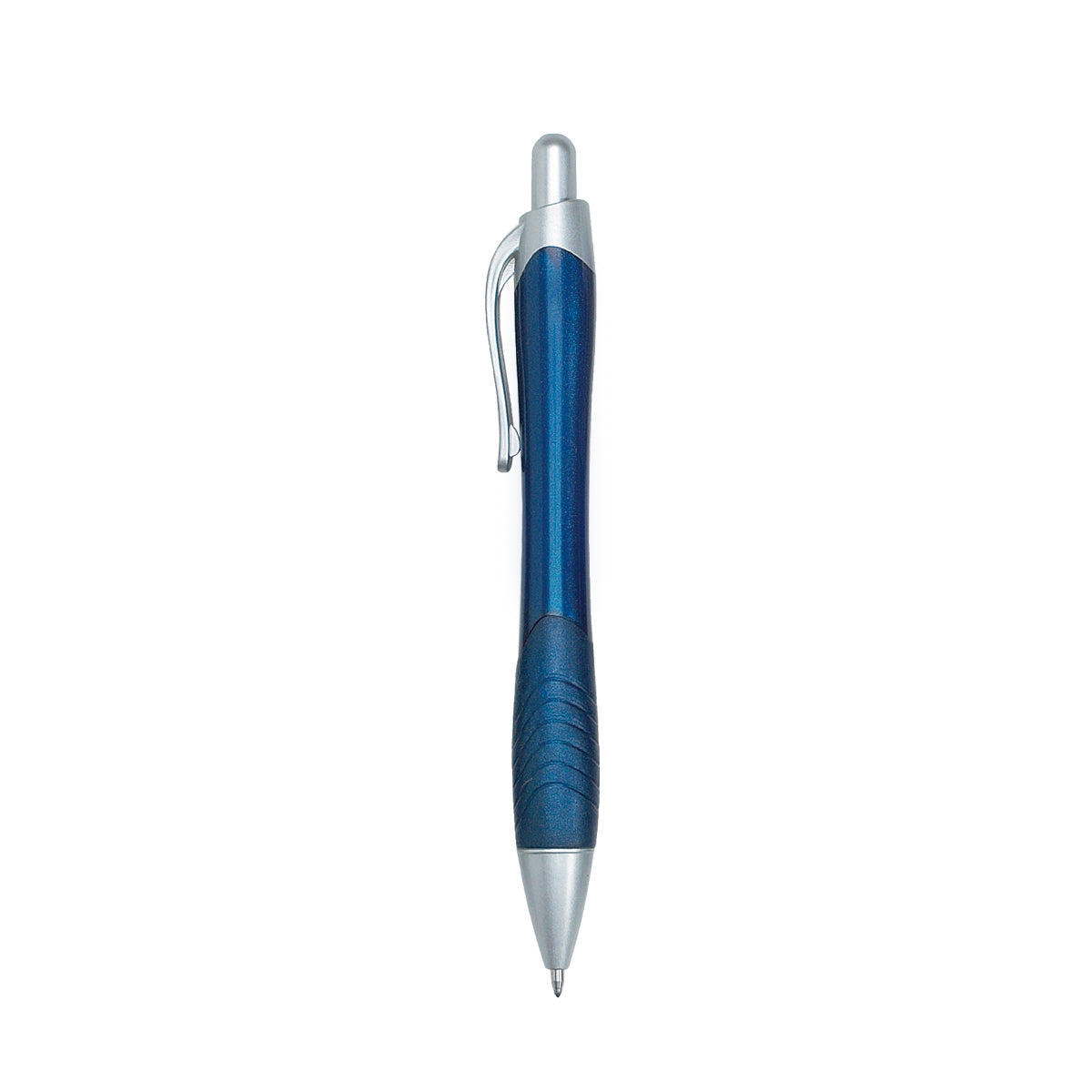 Rio Ballpoint Pen With Contoured Rubber Grip - Metallic Blue