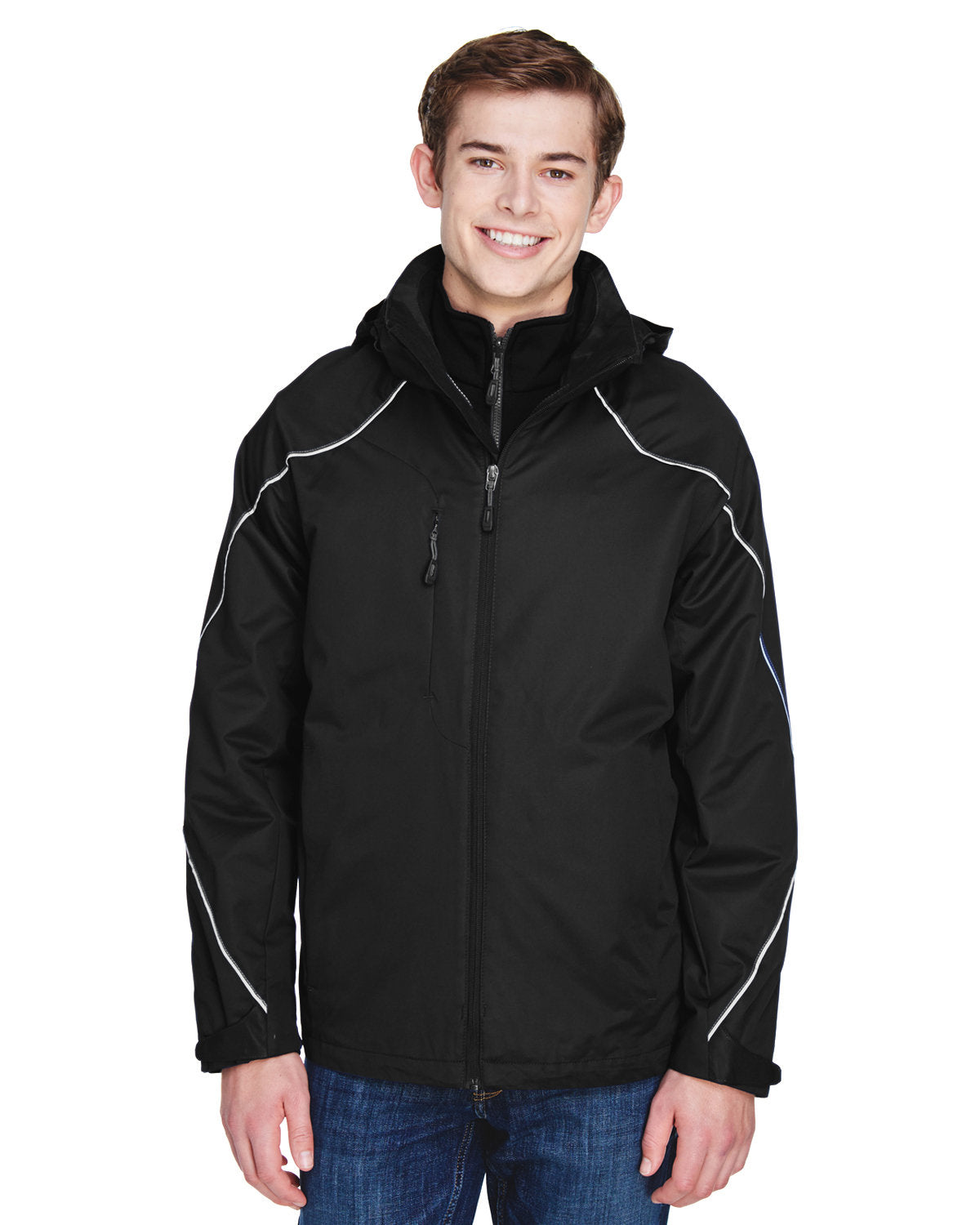 North End Men's Angle 3-in-1 Jacket with Bonded Fleece Liner - Black