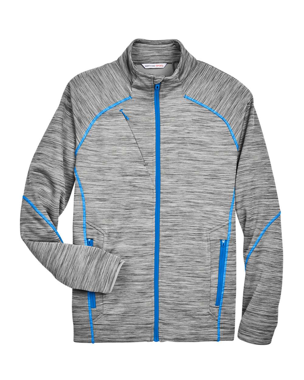 North End Men's Flux Mélange Bonded Fleece Jacket - Platinum/ Olympic Blue