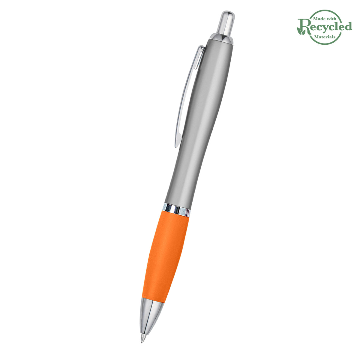 Satin Pen - Silver With Orange