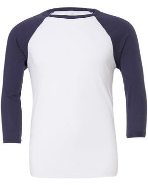 Unisex Three-Quarter Sleeve Baseball T-Shirt - White/Navy