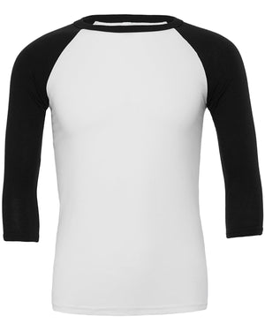 Unisex Three-Quarter Sleeve Baseball T-Shirt - White/Black