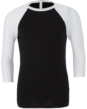 Unisex Three-Quarter Sleeve Baseball T-Shirt - Black/White