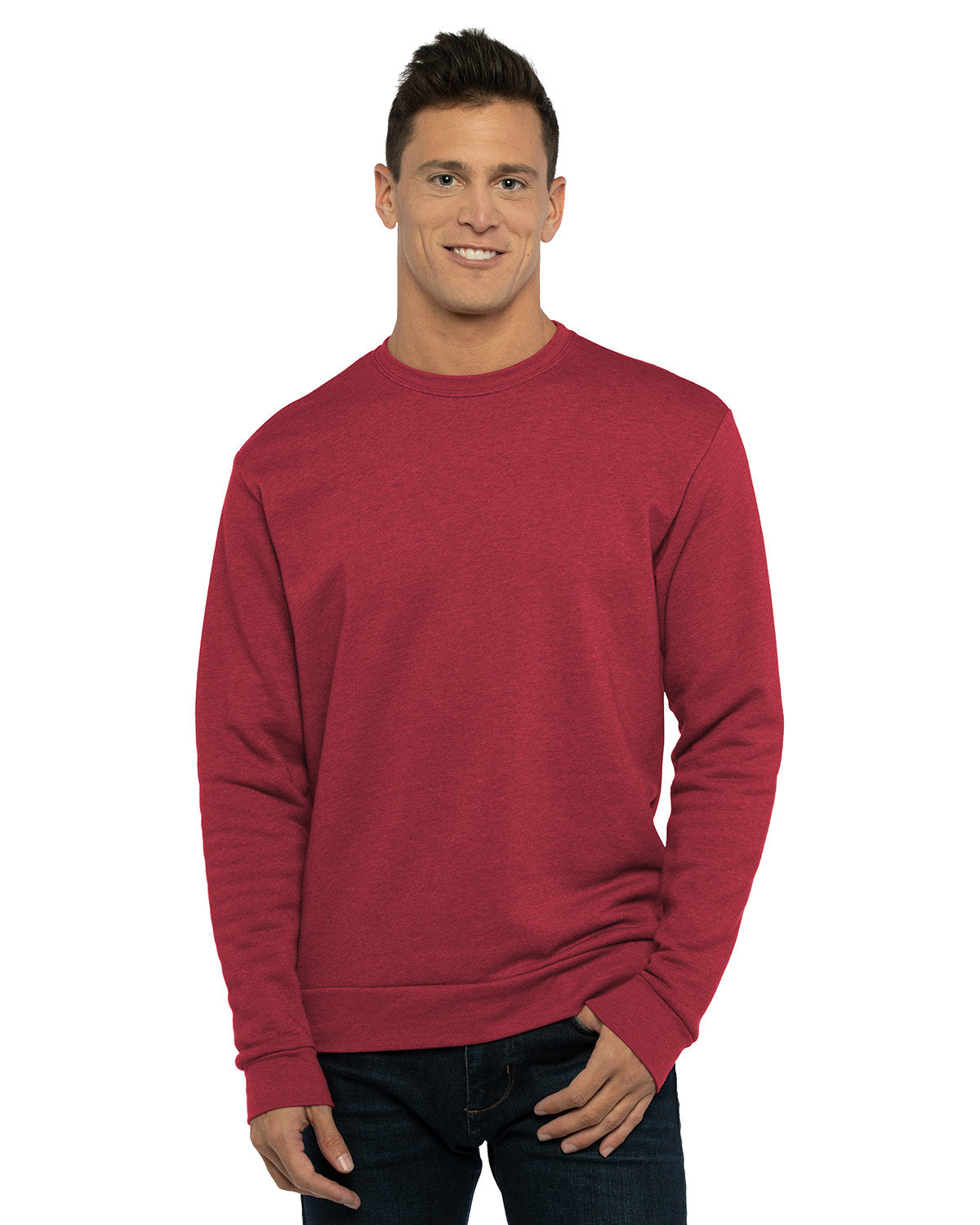 Next Level Apparel Unisex Pullover PCH Crewneck Sweatshirt - Heather Cardinal