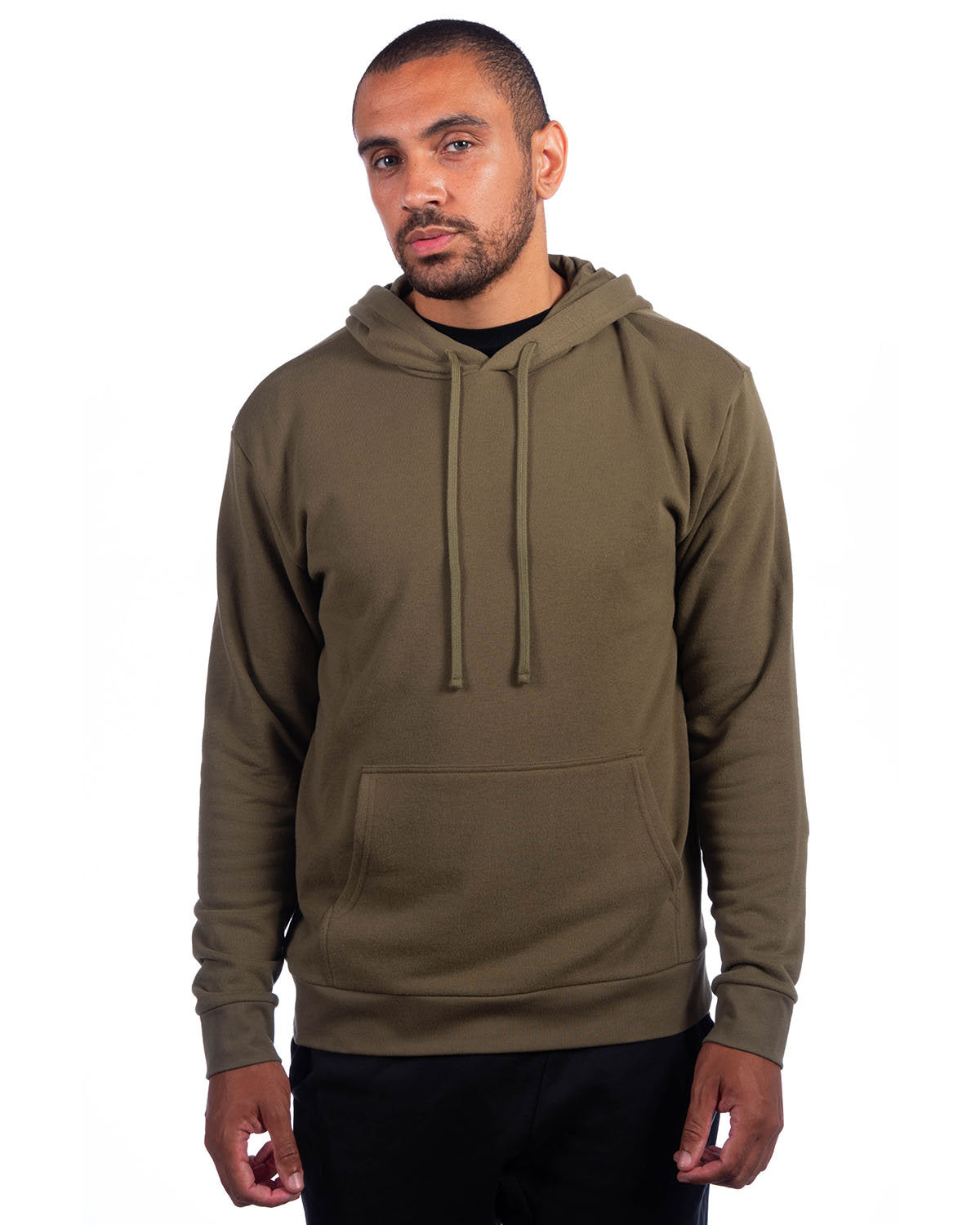 Next Level Apparel Adult Sueded French Terry Pullover Sweatshirt - Military Green