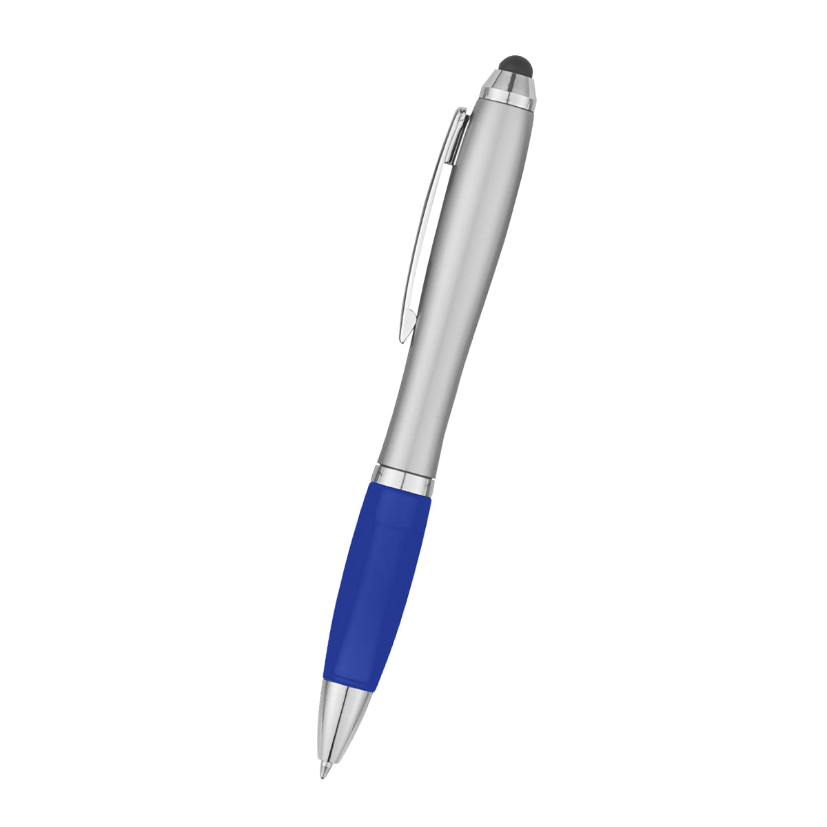 Satin Stylus Pen - Silver With Blue